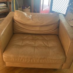 Leather Brown Chair | Lots Of Scratches 