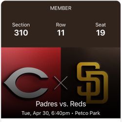 Reds vs. Padres Tuesday April 30