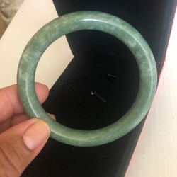 Jade dark green and white color bangle 60mm