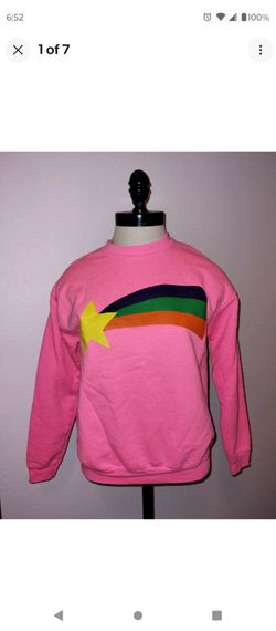 Gravity Falls Mabel's 🌈 Rainbow ⭐️ Star Sweatshirt X Small Pink Disney Cosplay