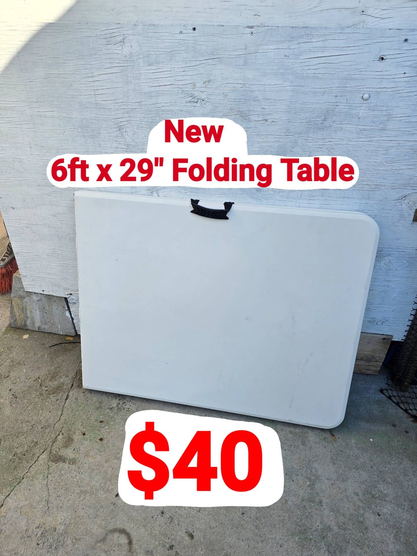 Folding Table 6ft Plastic Picnic Table for Parties, Wedding, Camping, Office, with Carrying Handle (White, 6 FT)