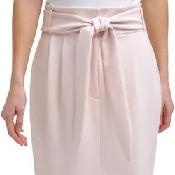 DKNY Womens Pink Stretch Zippered Pocketed Tie Front Short Evening Pencil Skirt -2P