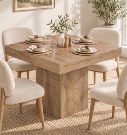 31.5" Square Dining Table for 2-4, Farmhouse Small Kitchen Table with 4.5" Thick-Profile Top