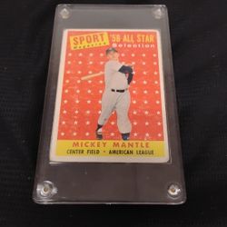 Rare Vintage Old 1958 Mickey Mantle Baseball Card Topps #487 - All Star Selection 