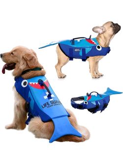 Dog Pet Life Jacket Lifesaver Float Vest For Swimming Shark Size Medium