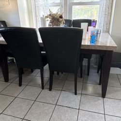 Marble Table W/6 Chairs 