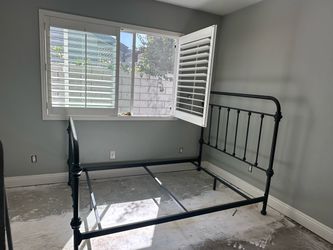Bedframe: light gray metal. Full size