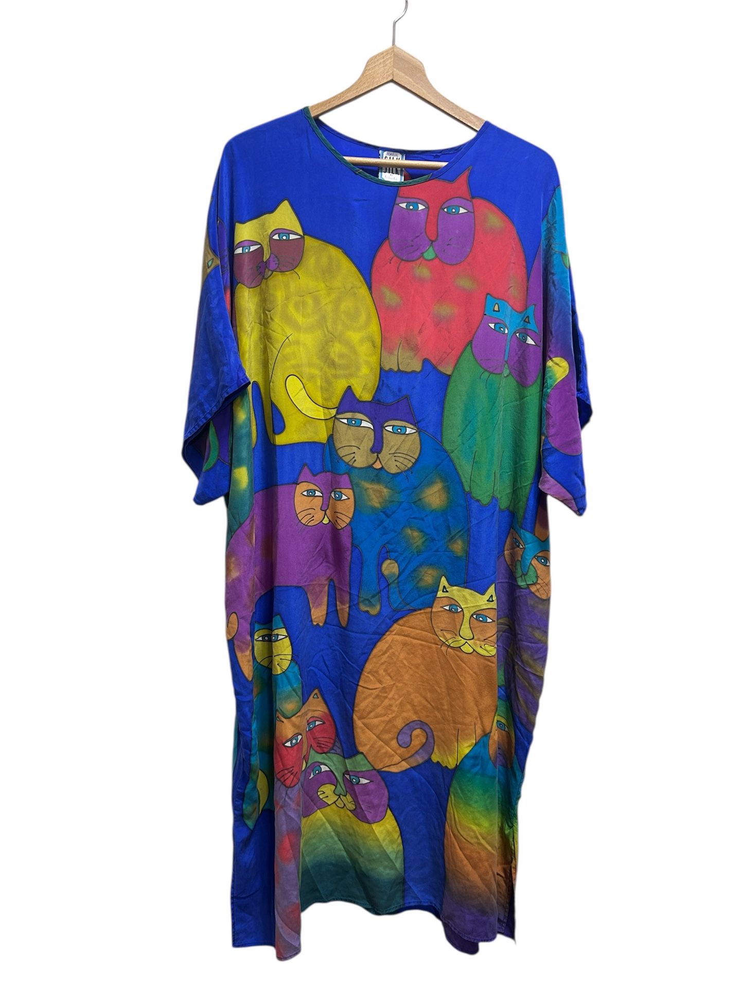 VTG Sensual Silk By Caribbean Club All Over 100% Silk Tunic Dress Whimsical
