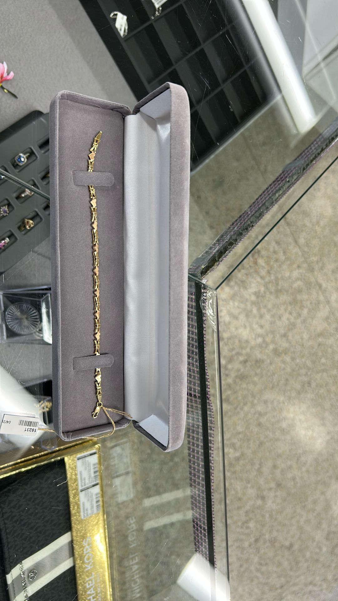 Yellow Gold Heart Bar Bracelet 
