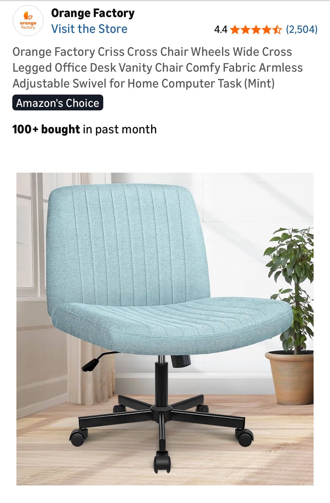 Mint Green Crisscross Office Chair 25” Wide