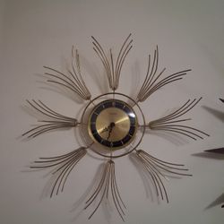 MCM Mid Century Starburst Wall Clock Working