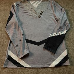 Long Sleeve Black, Gray, White Top
