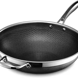 HexClad Hybrid Nonstick 12-Inch Wok, Stay-Cool Handle, Dishwasher-Friendly, Oven-Safe Up to 900°F, Induction Ready, Compatible with All Cooktops