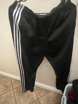 Adidas Black Track Pants with White Stripes