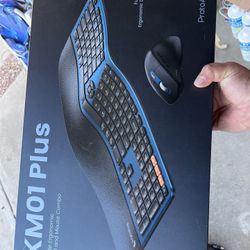 ProtoArc Ergonomic Wireless Keyboard Mouse, EKM01 Plus Full Size Ergo Bluetooth Keyboard Mouse Combo, Split Design, Wrist Rest, Multi-Device, Recharge