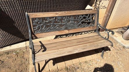 Outdoor Garden Bench with Cast Iron Details