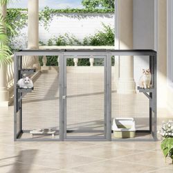 Wooden Outdoor Cat Enclosure Run Playpen Catio