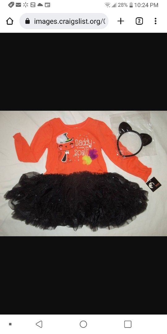 NWT Girl 12M 2T 3T Sparkle Tutu Dress Headband DADDY IS UNDER MY SPELL