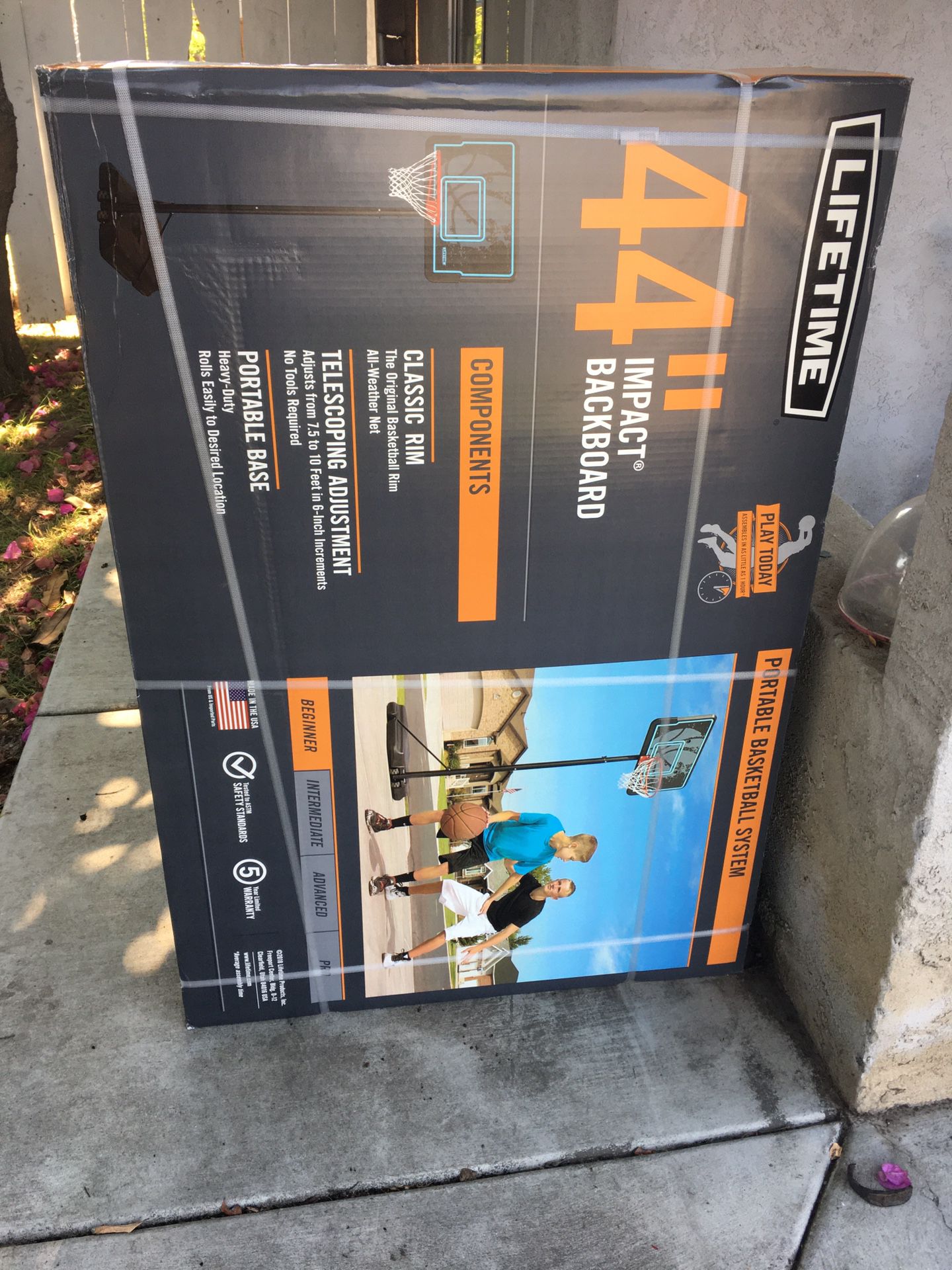 Lifetime 44” impact portable basketball hoop for outdoors NEW IN BOX