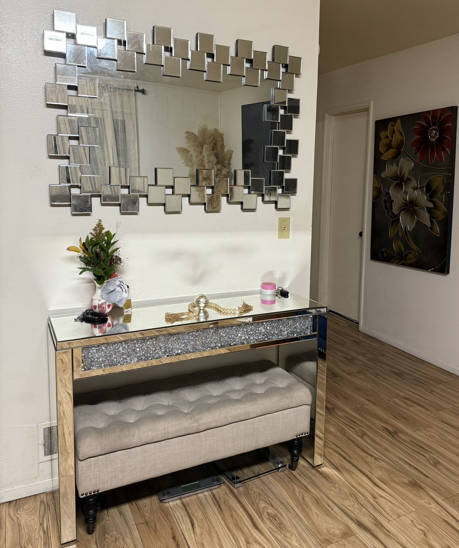 Glass Mirror And Glass Table