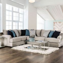 Brand New Super Plush Grey Sectional Sofa (Pillows Included)