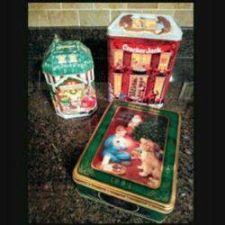 Set Of Three Vintage Christmas Tins