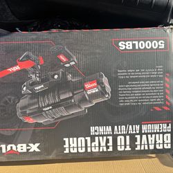 X-BULL 5000lbs Electric Winch - 12V DC Power Waterproof Synthetic Rope Winch with Hawse Fairlead, Wireless & Wired Remote with Mounting Plate for ATV/