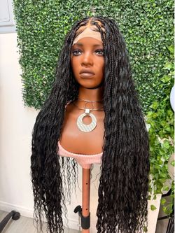 38” Boho human hair closure wig