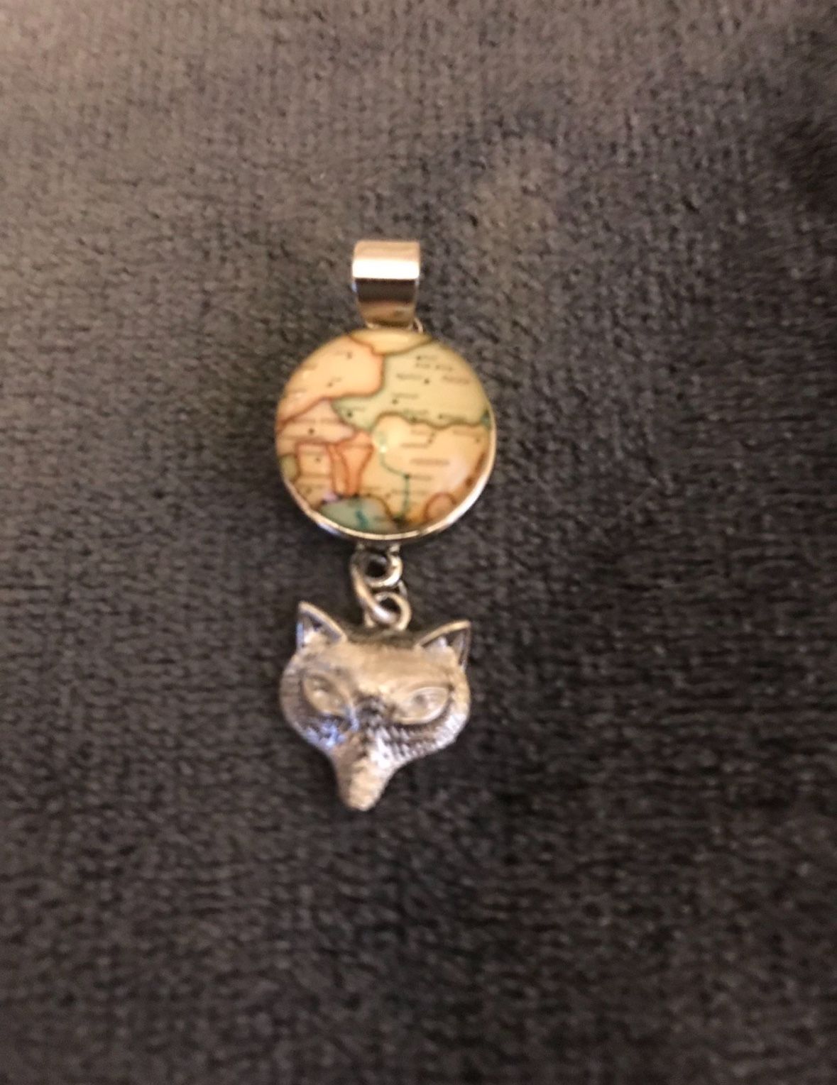 Silver Fox with Map of his Journey Pendant Winter Jewelry🦊