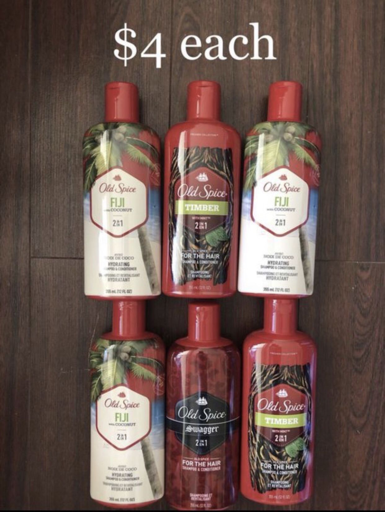 Old Spice 2 in 1 Shampoo & Conditioner $4 each