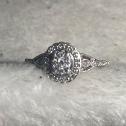 Silver Diamond Ring Size 8