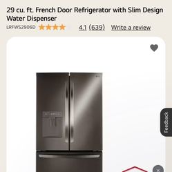 LG 29cu. ft. Black Stainless Steel French Door Refrigerator LRFWS2906D