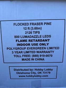 Flocked Fraser Pine Christmas Tree 12 ft