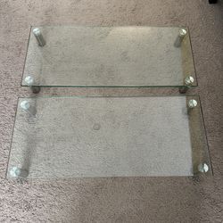 Glass Monitor Stands, Set Of 2 