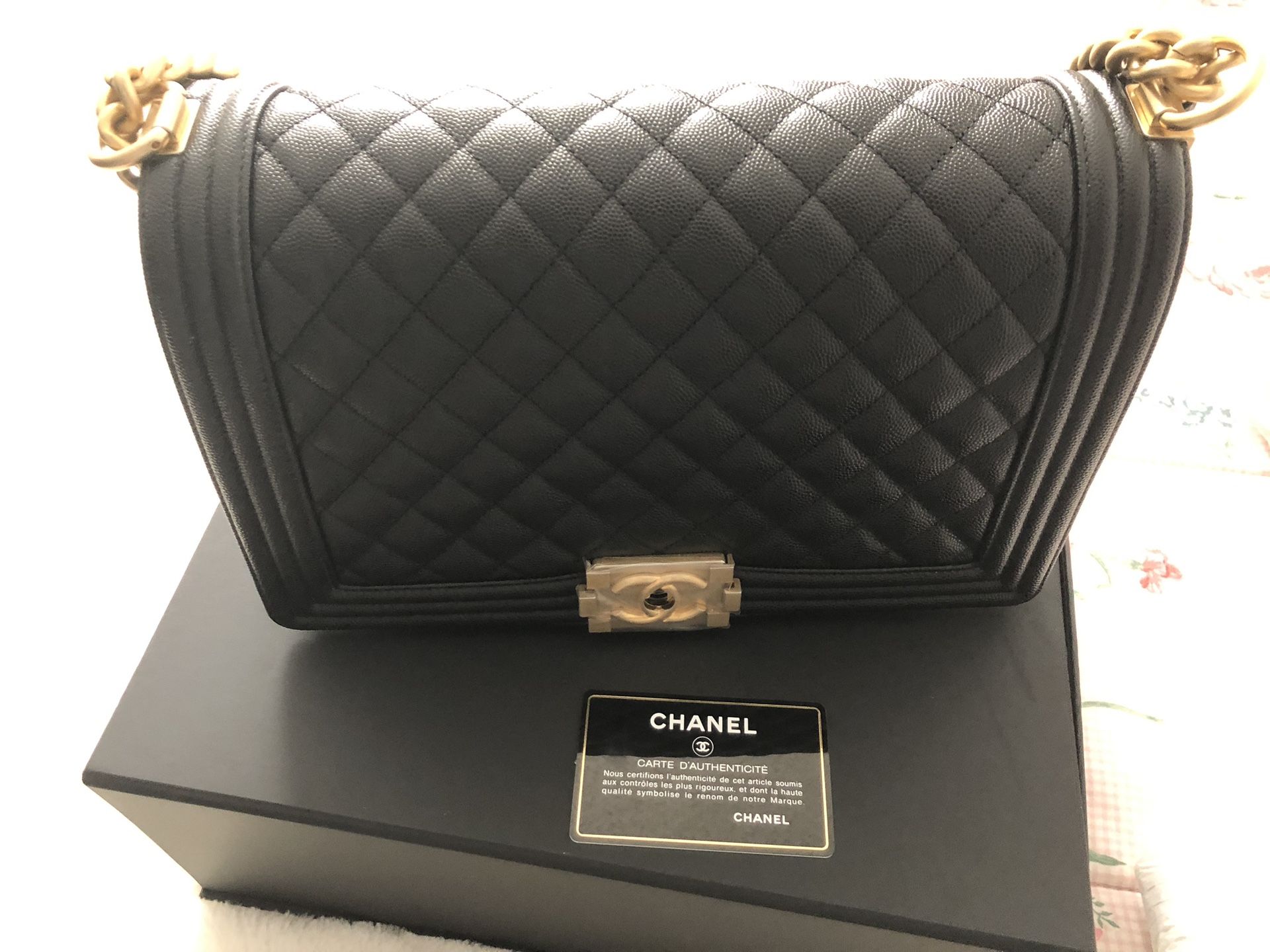 NEW Chanel Medium Boy Bag | Black Caviar Leather | Gold Hardware