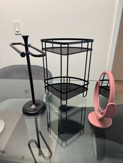 Black Metal Corner Shelf 3-Tier Organizer