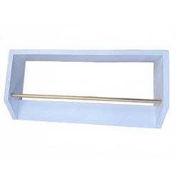 Wall Mounted Wooden Shelf with Gold Rod