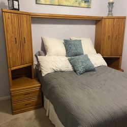 Queen End Tables With Tall Extensions, Plus Lighted Bridge and 5 Drawer Dresser