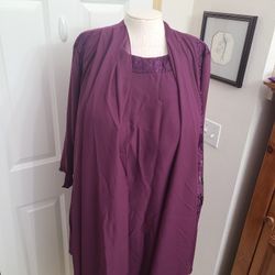Egglant Purple Wedding Dress W Jacket Duster, Size 20W