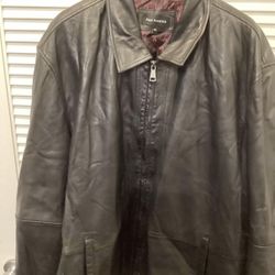 4XL Black Leather Bomber Jacket