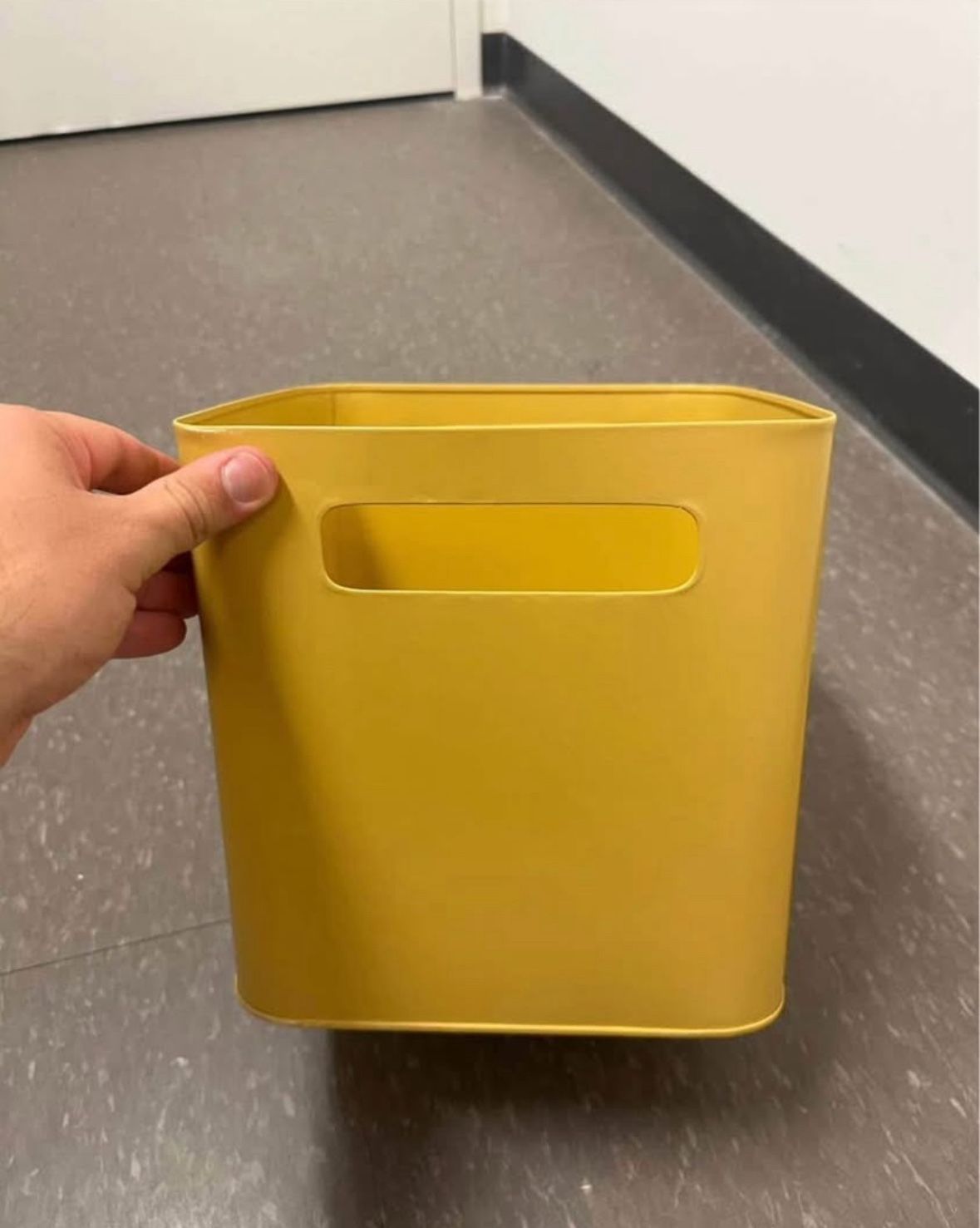 Crate & Barrel Yellow Storage Bin