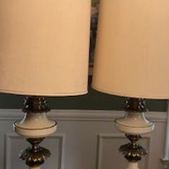 Vintage Stiffel Porcelain And Brass Lamps