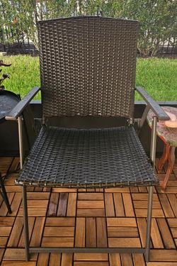 Outdoor Wicker Patio Chair with Metal Frame