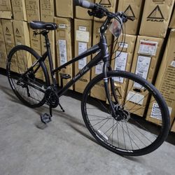 NEW 19" LARGE SEVEN PEAKS FRONTIER STEP THRU ST MATTE BLACK 21 SPEED COMFORT FITNESS HYBRID BIKE