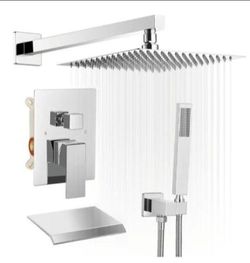 BWE 12 in. 3-Spray Wall Mounted Dual Fixed and Handheld Shower Head 2.5 GPM with Valve in Polished Chrome