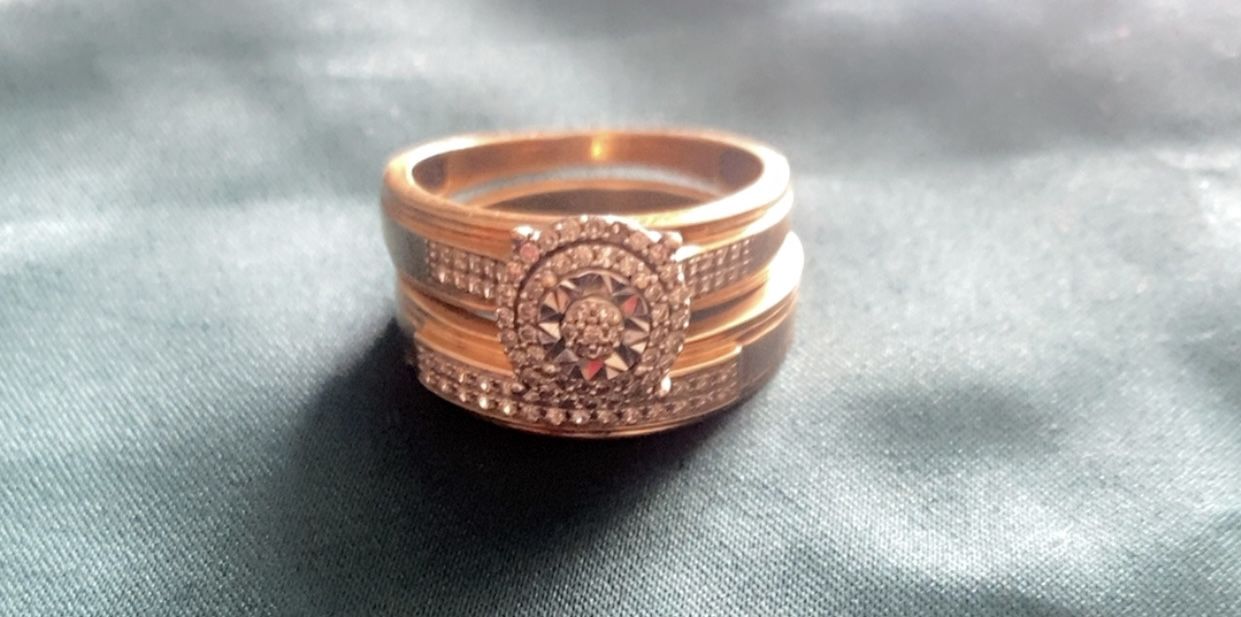 Beautiful Wedding Ring Set- Engagement & Wedding Band ( 7.5)