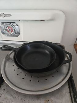 2, well seasoned, cast iron skillets