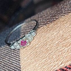 Vintage Platinum Ruby/Diamond Ring