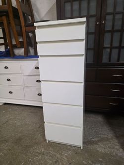 Modern White 6 Drawer Lingerie Chest with Lift Top Mirror