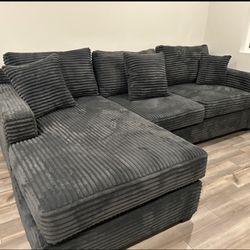 Brand New Comfy Corduroy Lined Fabric Sectional Set